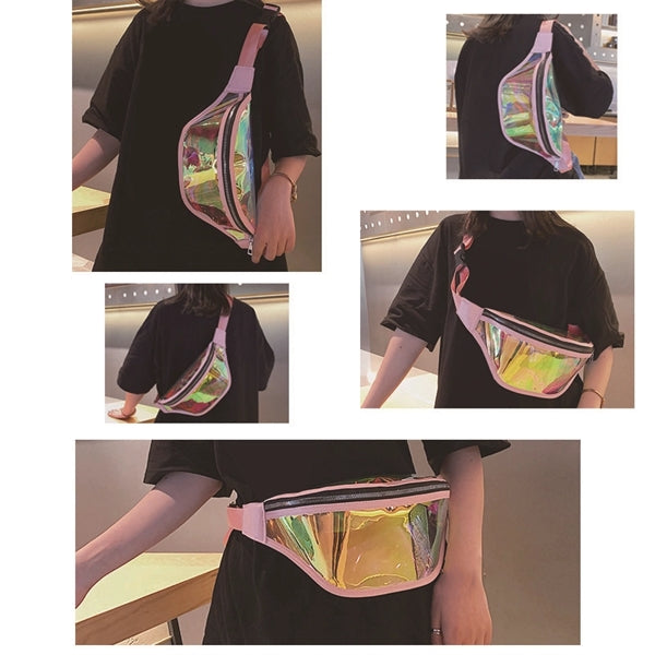 Waterproof Holographic Laser Fanny Pack/Waist Bag w/Zipper