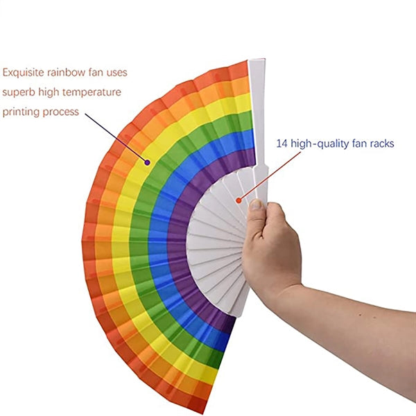 Rainbow Folding Colorful HandHeld Fans for Party