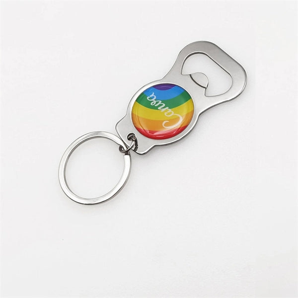 LGBT Pride Rainbow Pattern Metal Bottle Opener Keychain