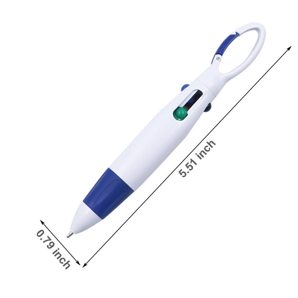 Retractable Shuttle Pen 4-in-1 Multicolor Ballpoint Keychain