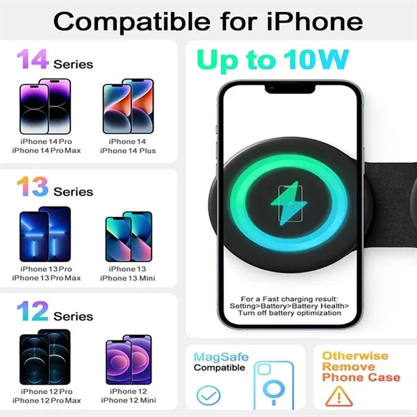 3 in 1 Magnetic Wireless Charger Station with LED light