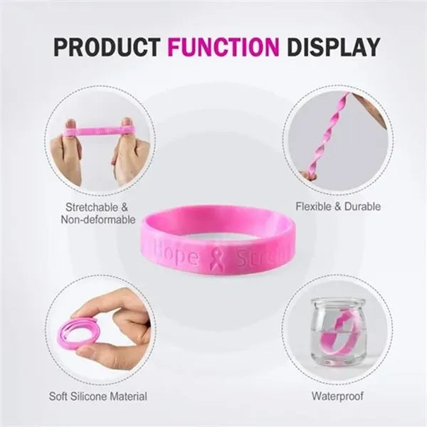 Breast Cancer Awareness Bracelets Silicone Pink Ribboon