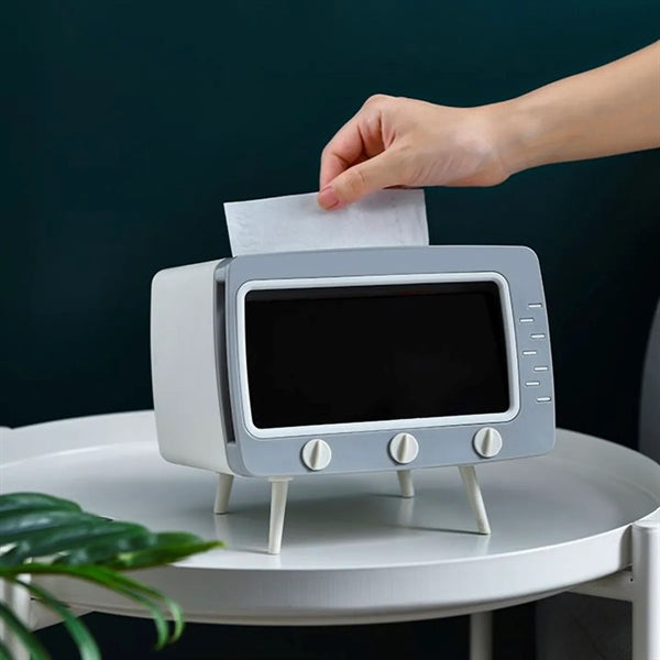 Tv Shaped Tissue Box With Phone Holder