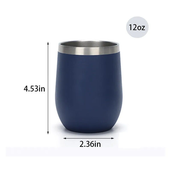 12 OZ Egg Shape Stainless Steel Wine Tumbler With Transpare