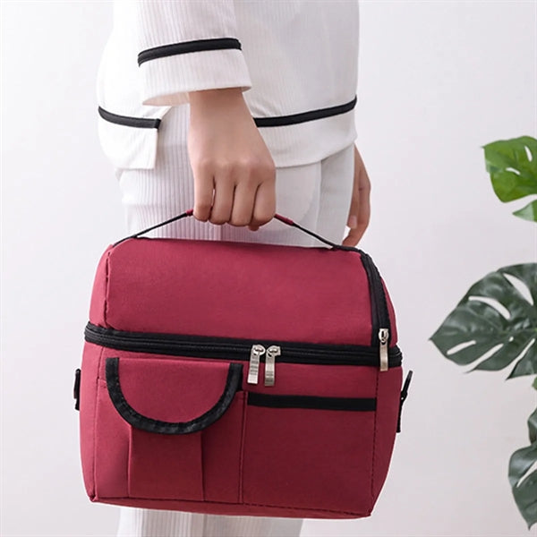 Double Layer Shoulder Insulated Bento Bag