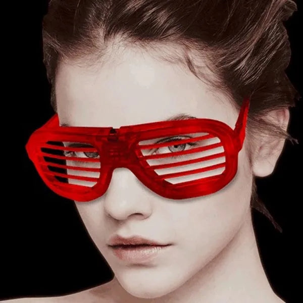 LED Flashing 80s Sunglasses-Red