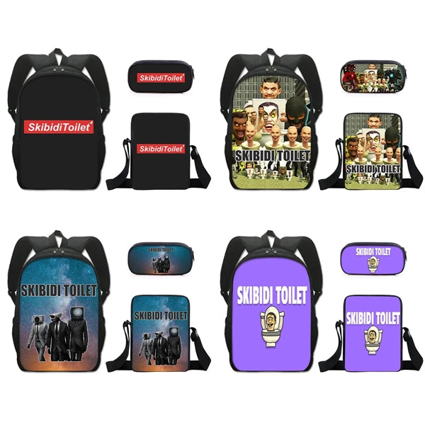 Large-Capacity Student Fashion Backpack Three-Piece Set