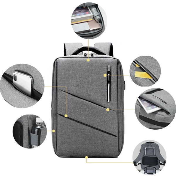 Waterproof Business Laptop Backpack with USB Charging Port