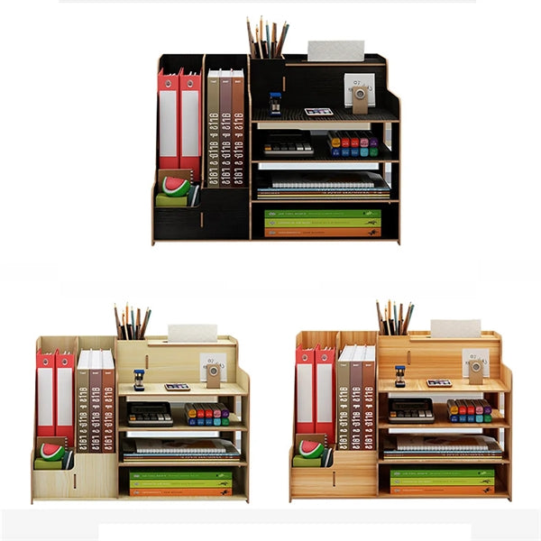 Wooden Desk Organizer File Sorter Document Rack