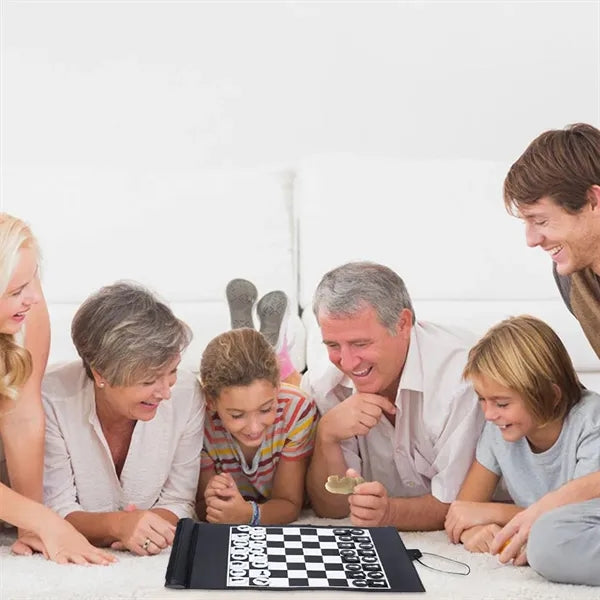 Leather Roll-Up Chess Game Set