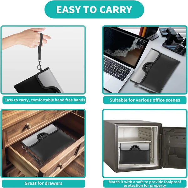 Fireproof Document Bag With Lock
