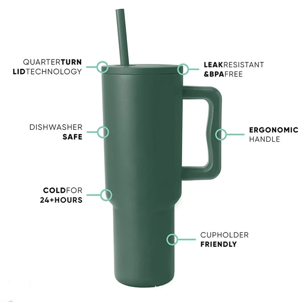 Branded 40 oz Insulated Portable Travel Tumbler with Handle