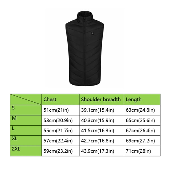 Heated Vest 9 Heating Zones