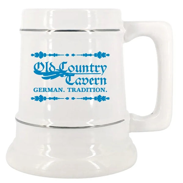 28 oz. Ceramic Stein Mug w/ Gold Bands