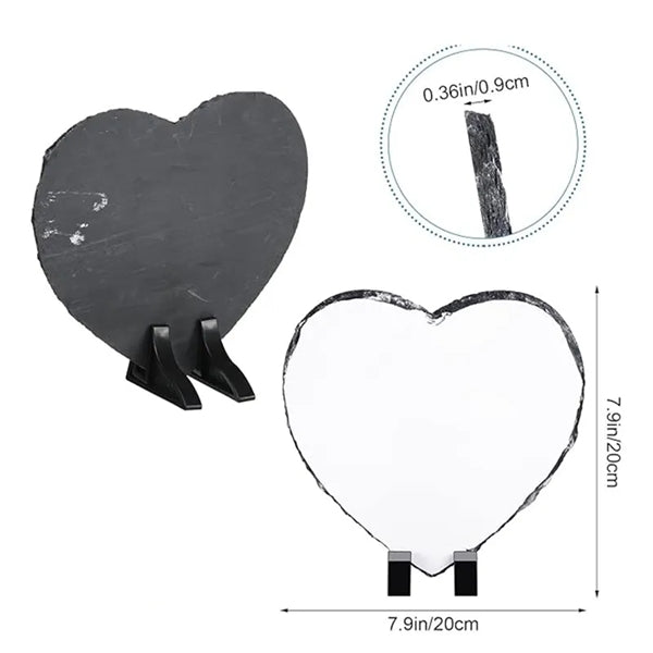 Customized Slate Rock Stone Heart Shaped Photo Frame