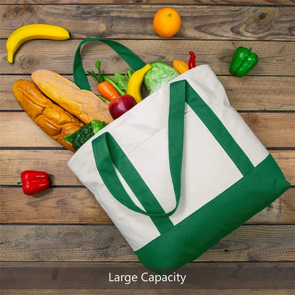 Canvas Tote Bag with an External Pocket