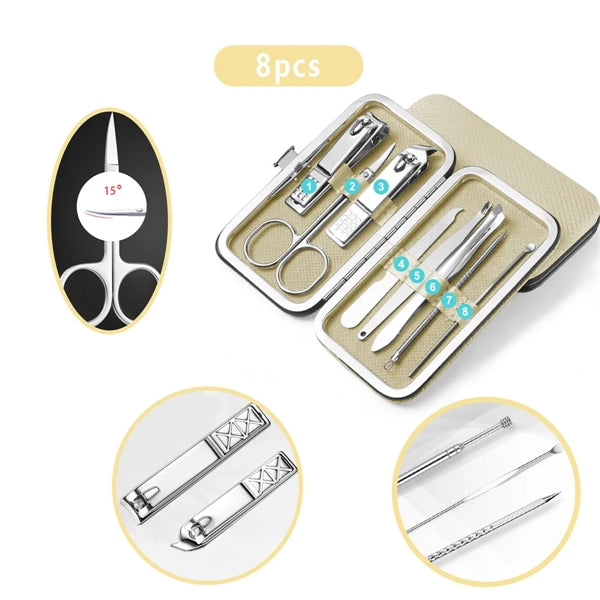 Professional 8 pcs Nail Clippers Kit With Case