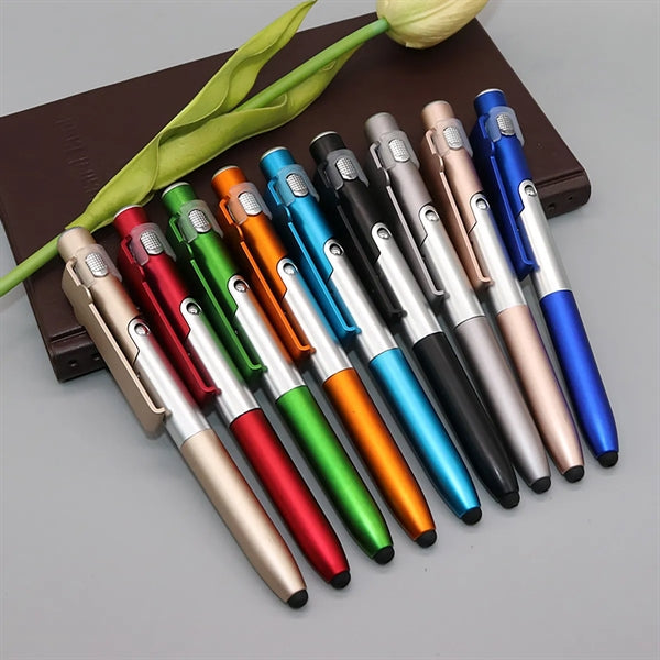 4 in 1 Fold Stylus Phone Stand Pen with Flashlight