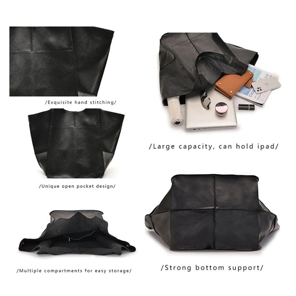 Large Pu Leather Shoulder Tote Bag