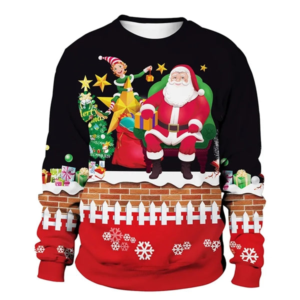 Crew Neck Ugly Christmas Sweatershirts for Women Men