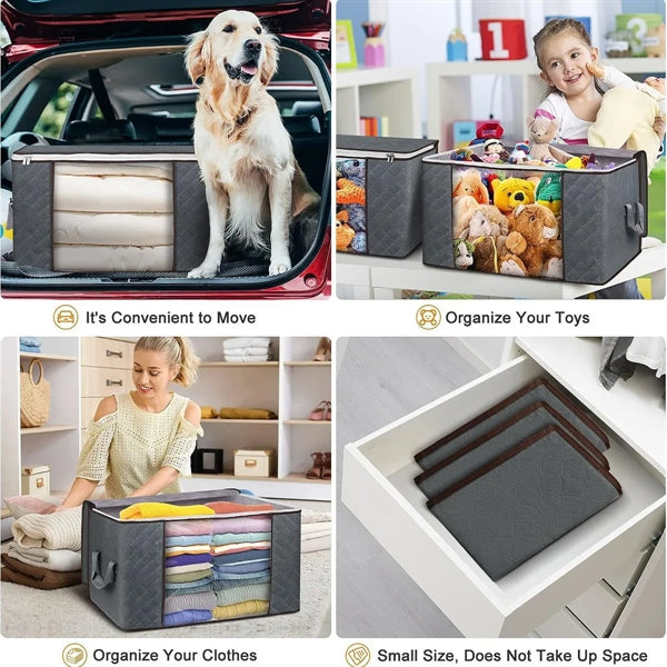 90L Large Foldable Clothes Bedding Storage Bins Bags