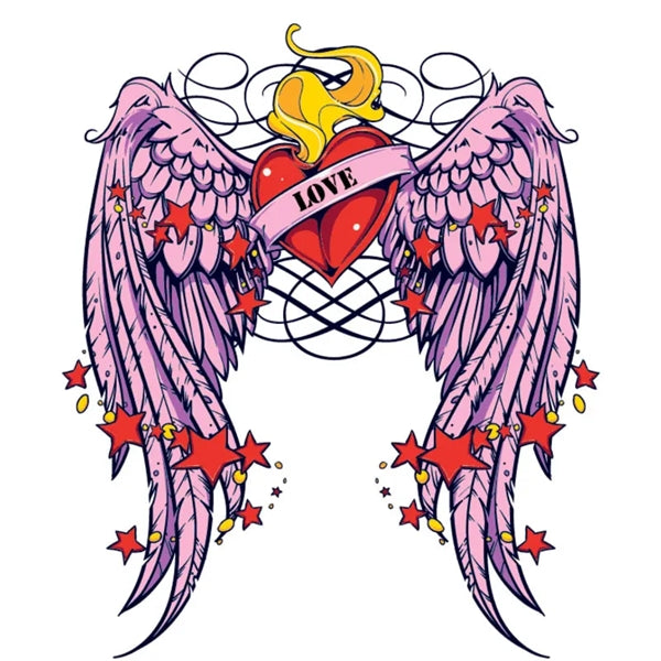 Winged Heart Temporary Tattoo