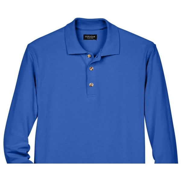 UltraClub Adult Long-Sleeve Classic Pique Polo