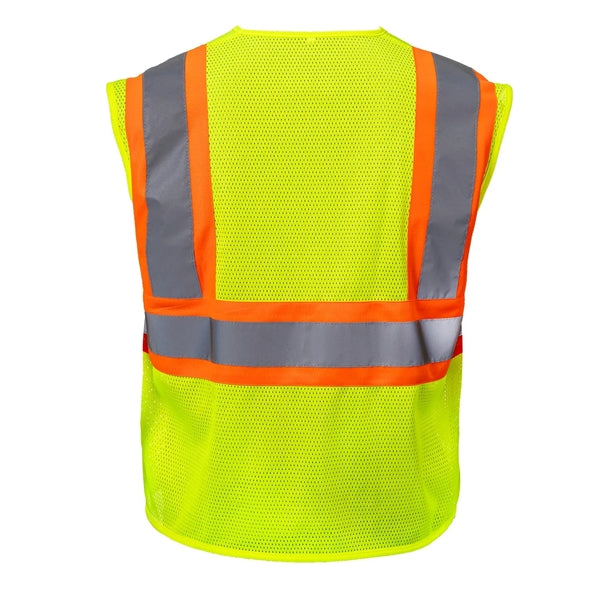 Class 2 Hi-Viz Reflective Tape Safety Zip Vest w/ Pocket