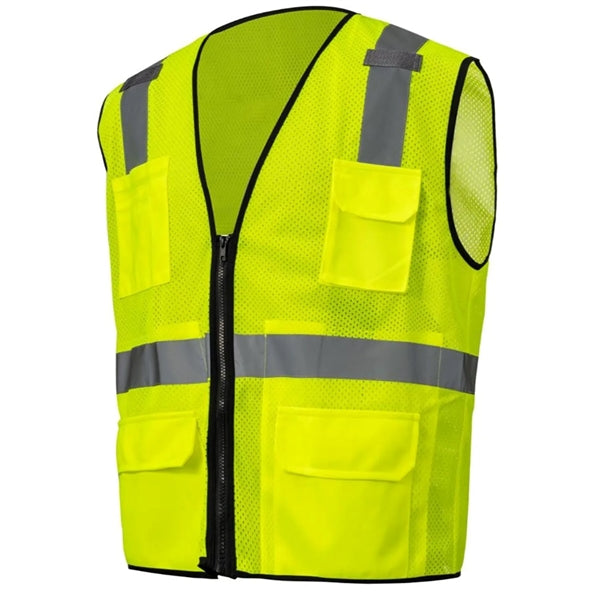 Hi Viz Class 2 Safety Zipper Vest Reflective X Back 4 Pocket