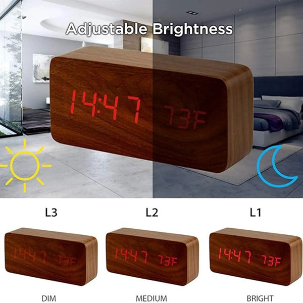 Wooden Digital Alarm Clock