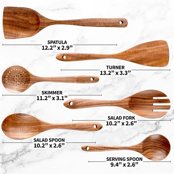 Wooden Spoons Cooking Smooth Finish Teak Utensils