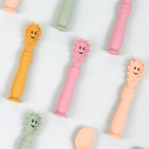Baby Utensils Silicone Feeding Spoon Set With Suction Cup