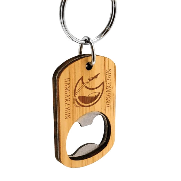 Bamboo Bottle Opener Key Tag - Laser Etched