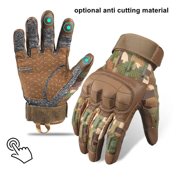 Tactical Men Full Finger Gloves Sports Touch Rubber Shell