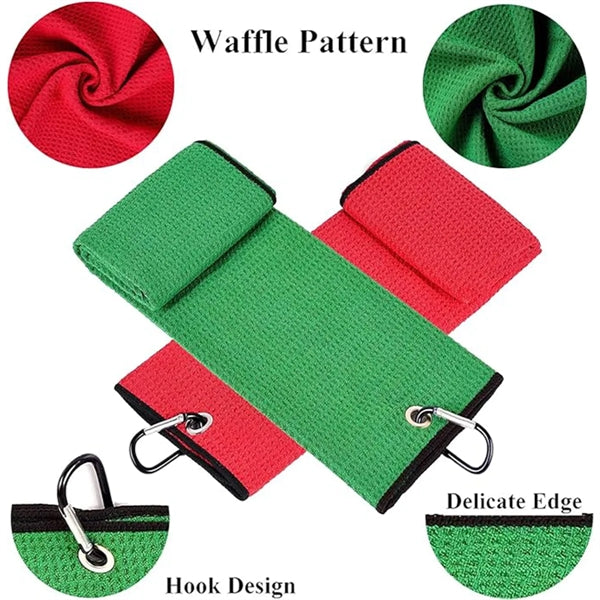 Microfiber Waffle Pattern Golf Towel With Carabiner Clip