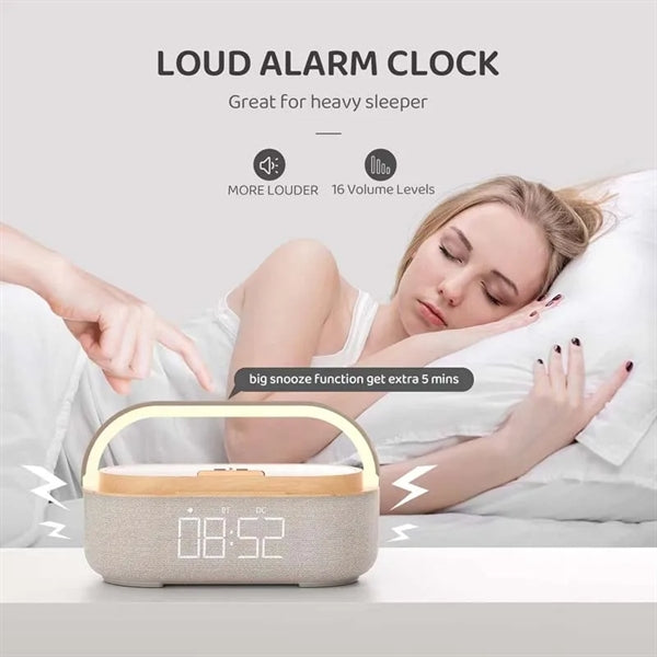 6 IN 1 Wireless Phone Charging Bluetooth Speaker With Alarm