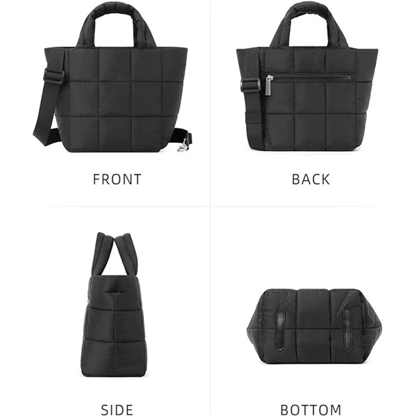 Puffer Tote Bag with Adjustable Strap