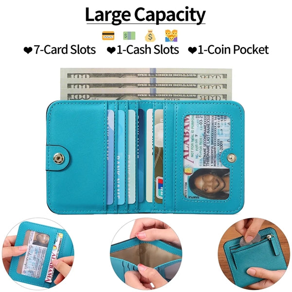 Rfid Blocking Compact Leather Pocket Wallet