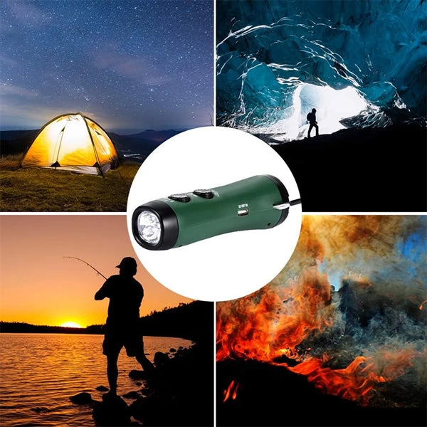 Portable Hand Crank Travel Camping LED Flashlight Radio