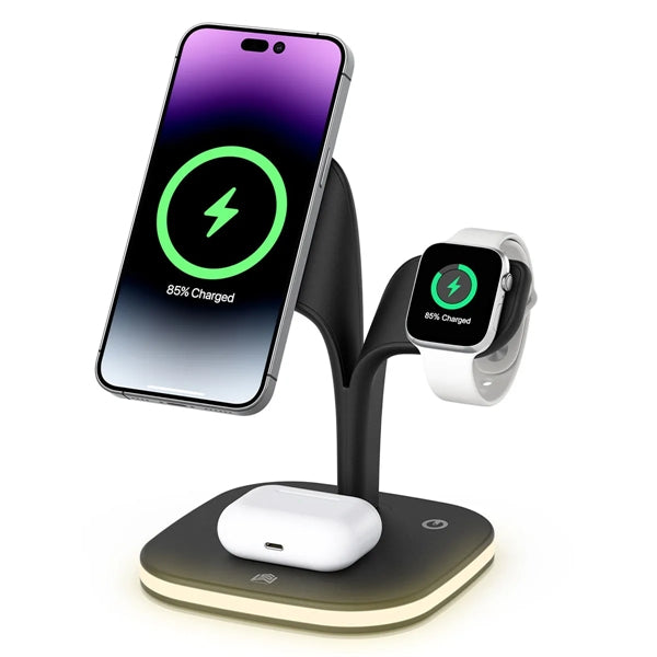 Magnetic 3 in 1 Wireless Charging Station w/ Night Light