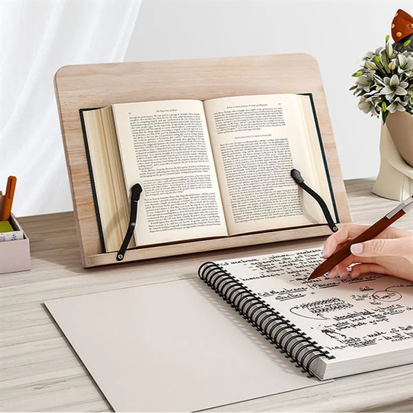 Bamboo Ergonomic Adjustable Book Stand With Fixed Arms