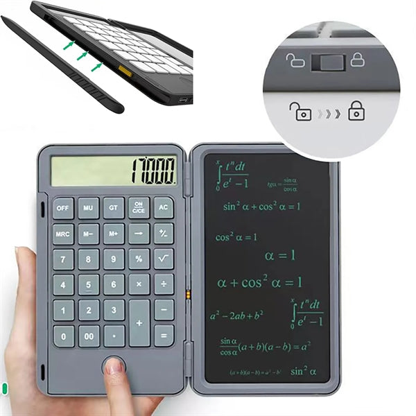Calculator With Writing Tablet Foldable
