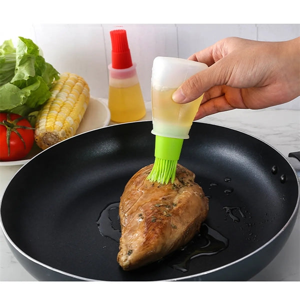 Portable Cooking BBQ Silicone Oil Bottle With Brush