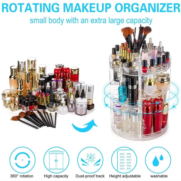 360 Rotating Adjustable Bathroom Makeup Storage Holder