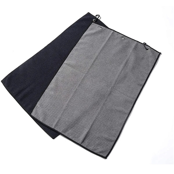 Waffle Pattern Tri-Fold Golf Towel With Clip