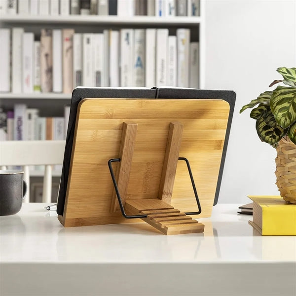 Bamboo Reading BookStand Adjustable Holder with Clips