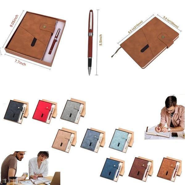 Hardcover Leather A5 Notebook With Deluxe Pen Gift Box