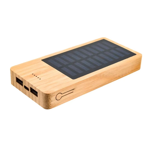 8000mah Bamboo Solar Power Bank Wireless Charger