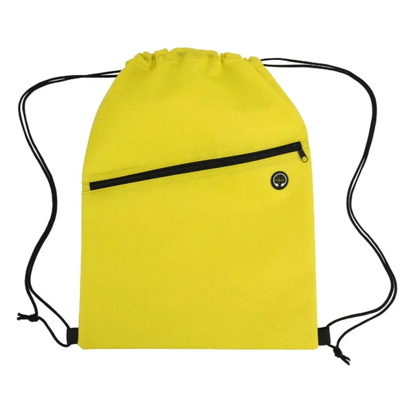 NON-WOVEN SPORTS DRAWSTRING BAG WITH FRONT ZIPPER