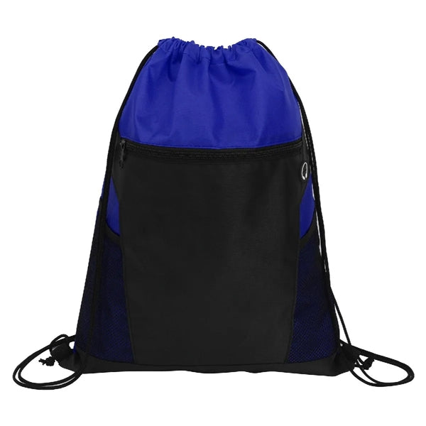 ZIPPERED DRAWSTRING BACKPACK WITH MESH POCKETS